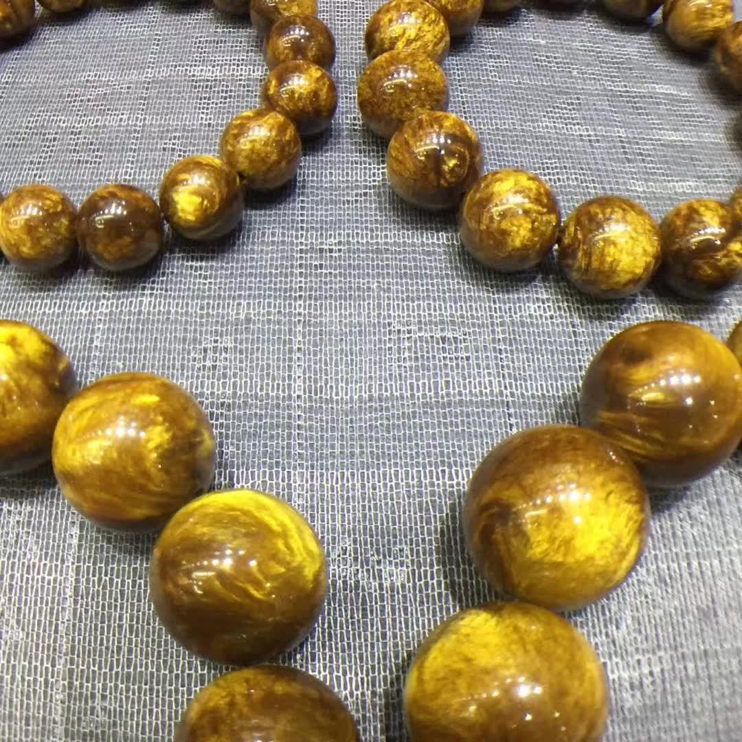 新品天然金丝海柳手串2.0精工佛珠手串大号圆珠男女饰品礼品批发