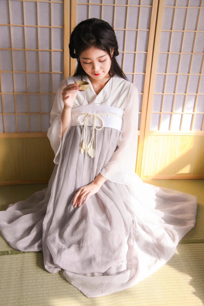 New Yusheng Smoke Ancient Style One-Piece Han Elements Dress Long Sleeve Hanfu Ancient Costume Chest-High Dress Retro Women's Clothing