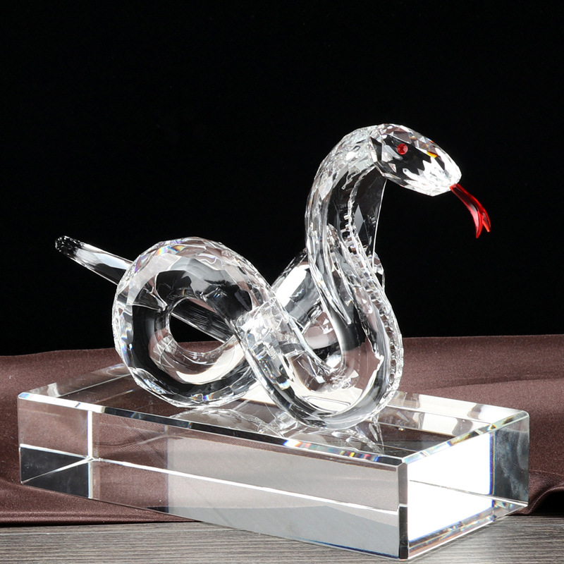 十二生肖 水晶蛇 水晶工艺品家居摆件 精品水晶小动物厂家定制
