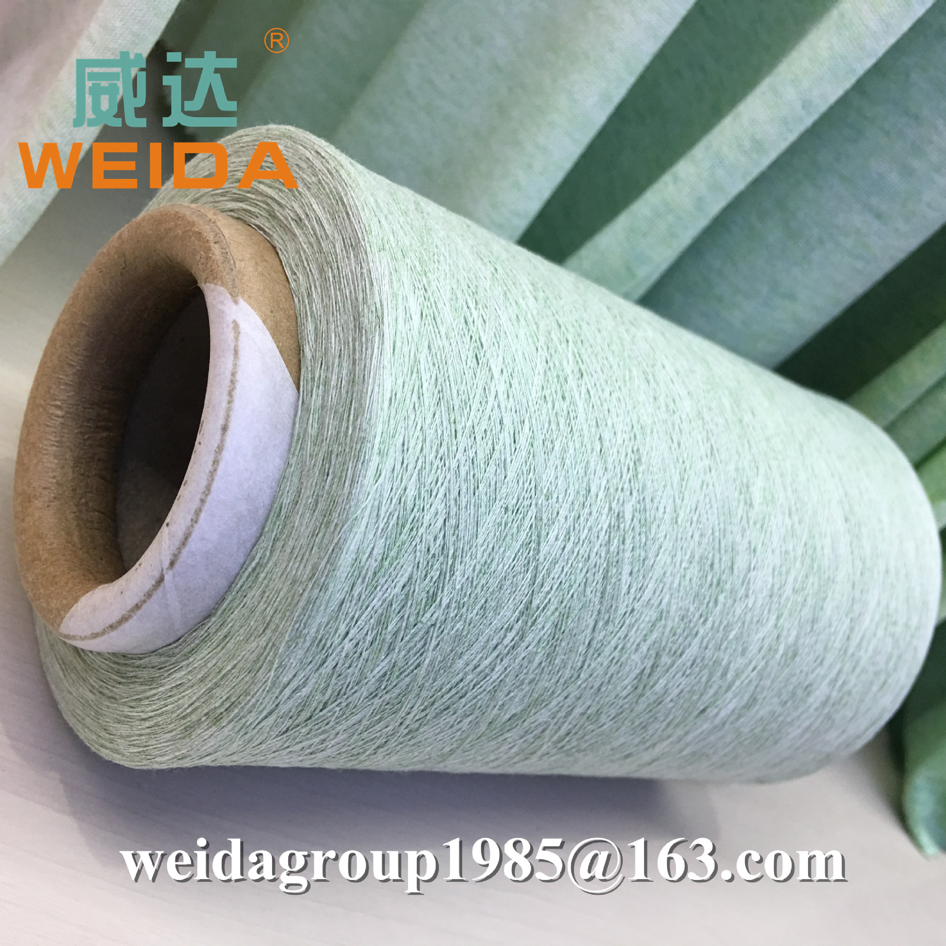 厂家直销32s全棉气流纺色纺纱粉绿色oec100百隆华孚供应商