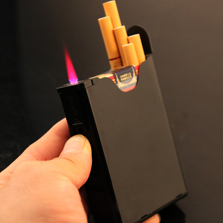 装20支整包软壳金属烟盒充气防风打火机定制刻字细薄创意自动批发