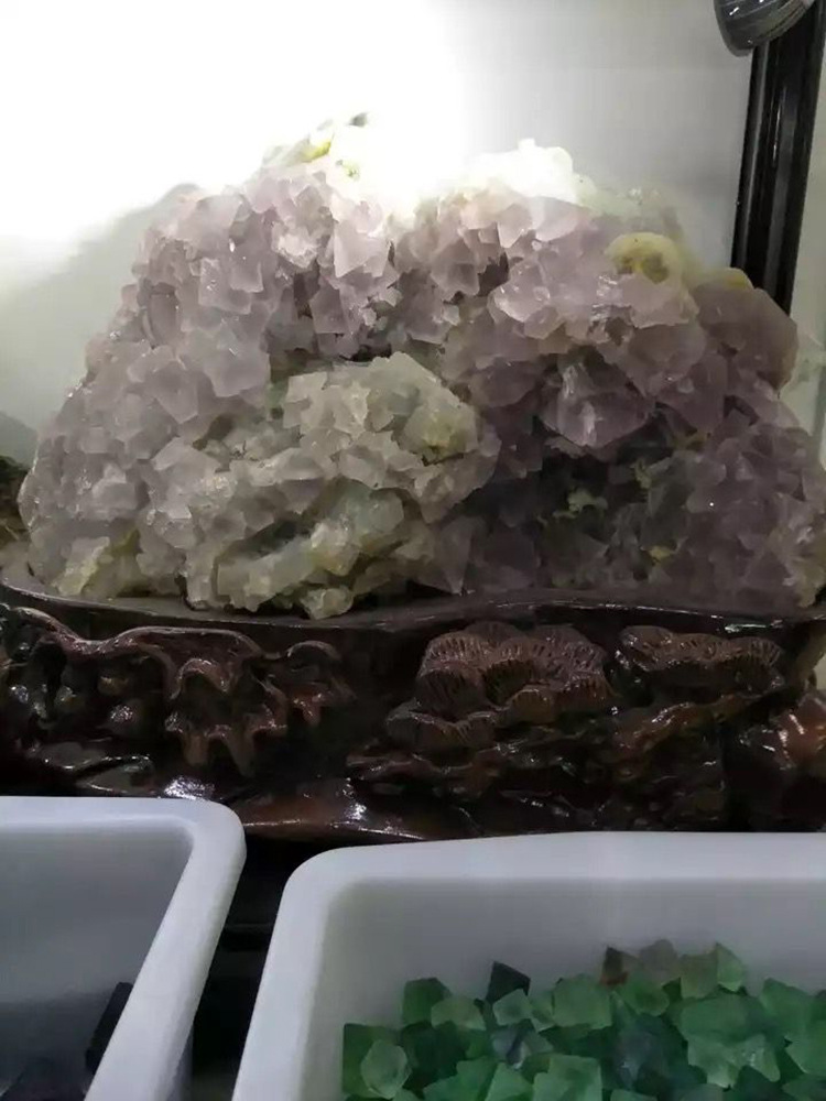 天然紫萤石摆件 矿物晶体 教学标本 奇石头原石 收藏品 观赏石