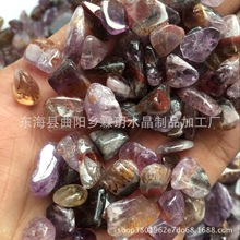 天然超七水晶紫发晶水晶碎石 消磁石 鱼缸石花盆石  厂家直销