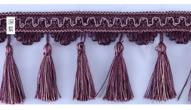红霞窗饰 窗帘全吊头吊穗流苏花边 窗帘涤纶丝花边辅料现货批发
