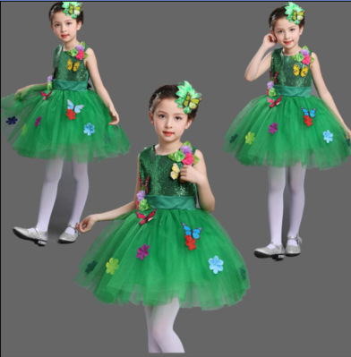 新款儿童演出肤幼儿园小班男童表演肤六一舞蹈肤装绿色环保时妆秀