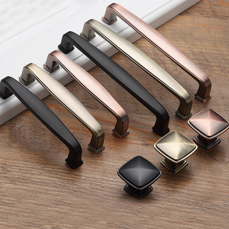 中式青古铜色柜门拉手现代简约橱柜把手衣柜抽屉单孔锌合金小拉手