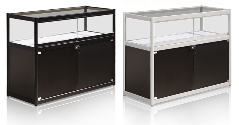 饰品珠宝玻璃展柜 化妆品礼品柜台产品精品展示柜定做商场展柜台-阿里