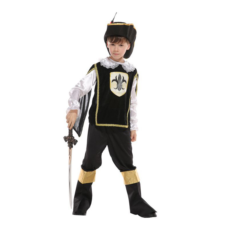 六一儿童节万圣节派对男童 蓝色皇家小武士服装贵族小战士服装