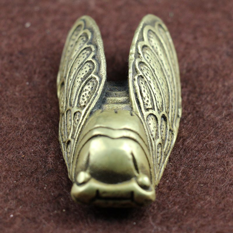 仿古纯铜黄铜蝉 金蝉 黄铜知了 吊坠挂 手把件 小摆件 一鸣惊人