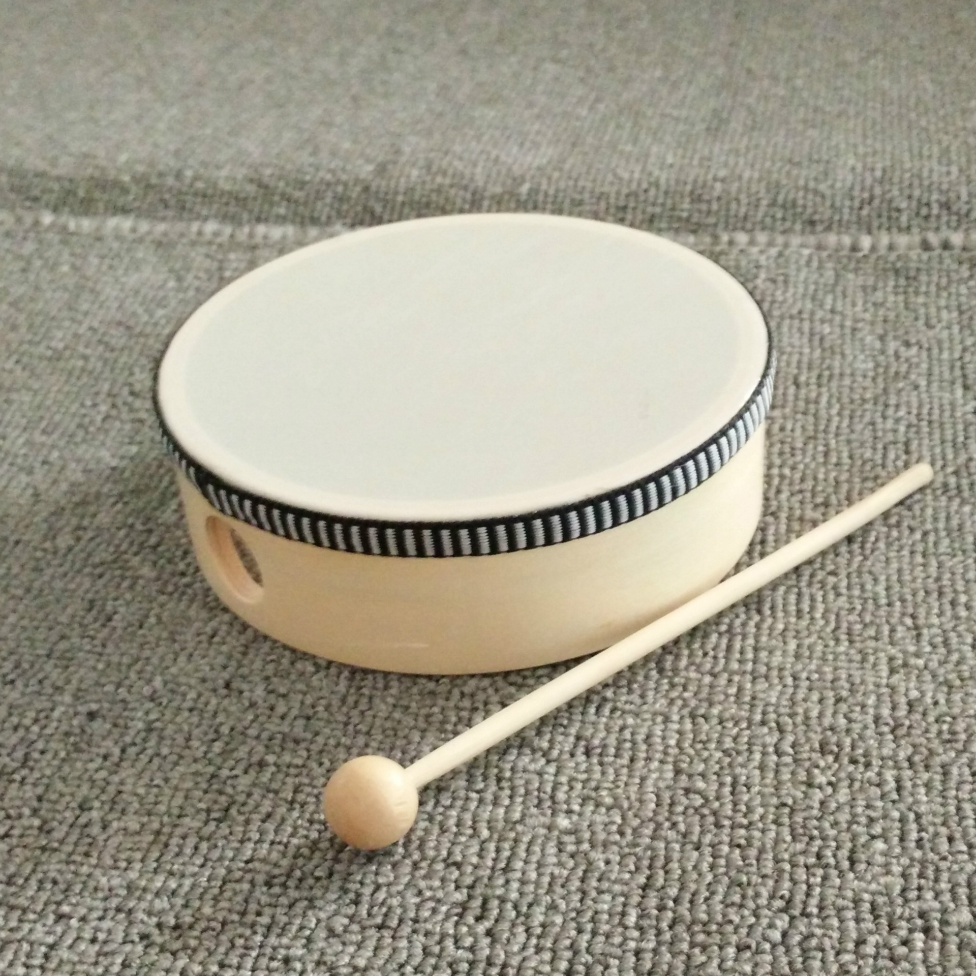 厂家直销 6寸清漆花边手鼓 奥尔夫音乐教具婴幼儿童早教益智类玩