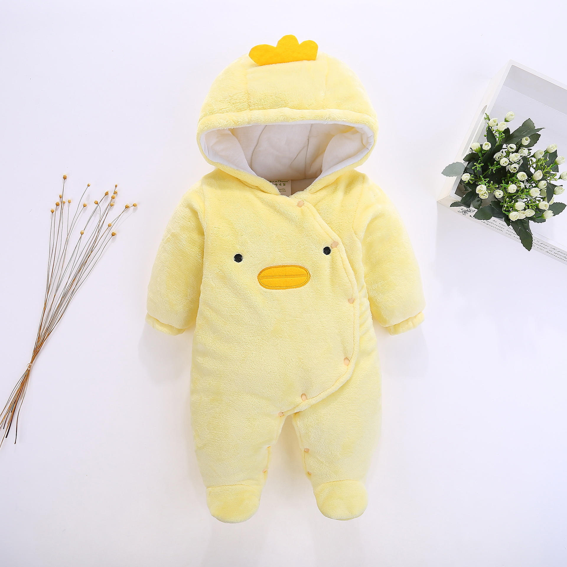 Baby Jumpsuit Thickened Autumn and Winter Male and Female Baby Rompers Newborn Autumn Clothes Winter Cotton-Padded Coat Jumpsuit