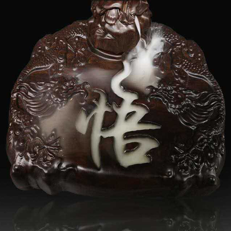 达摩倒流香 黑檀木雕工艺品家居摆件达摩悟字倒流香炉装饰摆设品