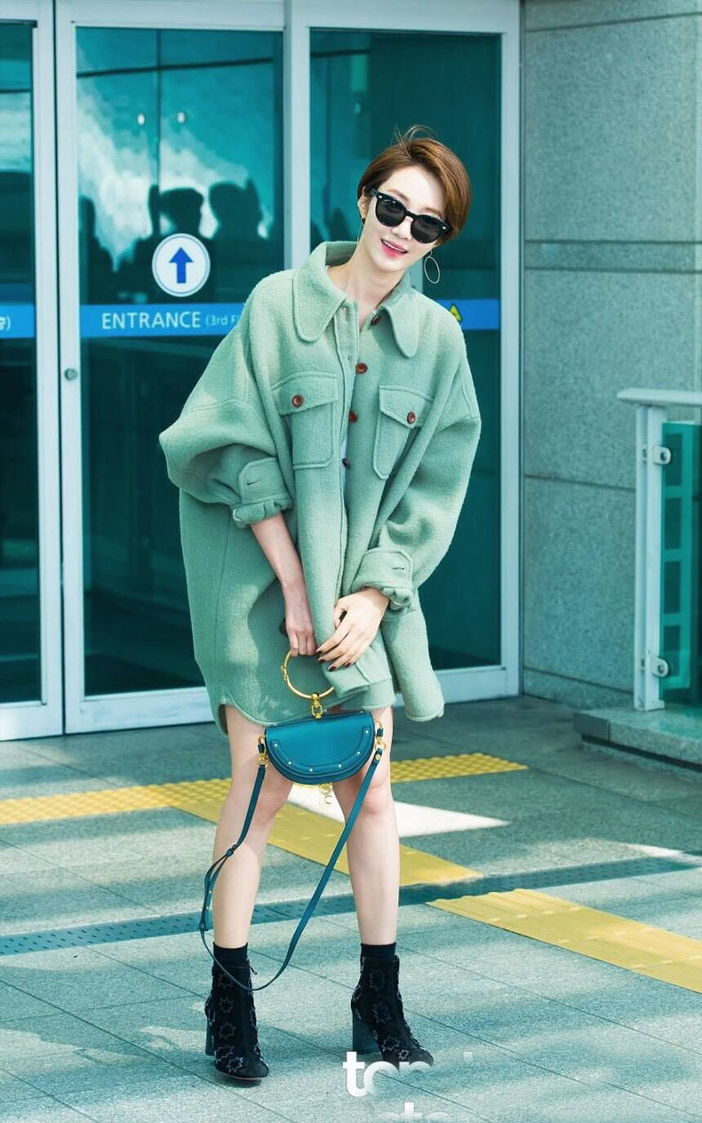 招商2018秋冬韩国明星高俊熙机场街拍同款衬衫廓形呢大衣毛呢外套女