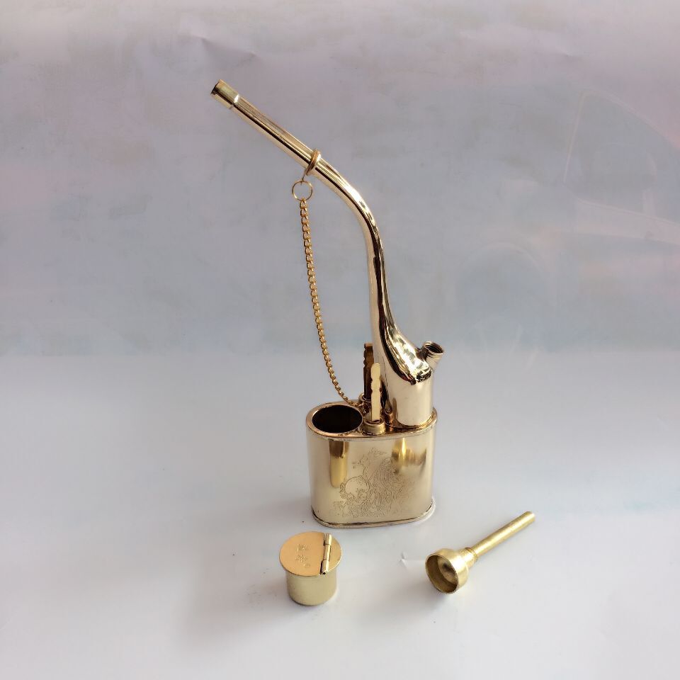 特大号纯铜水烟壶 全铜水烟袋 金泰双用铜水烟斗