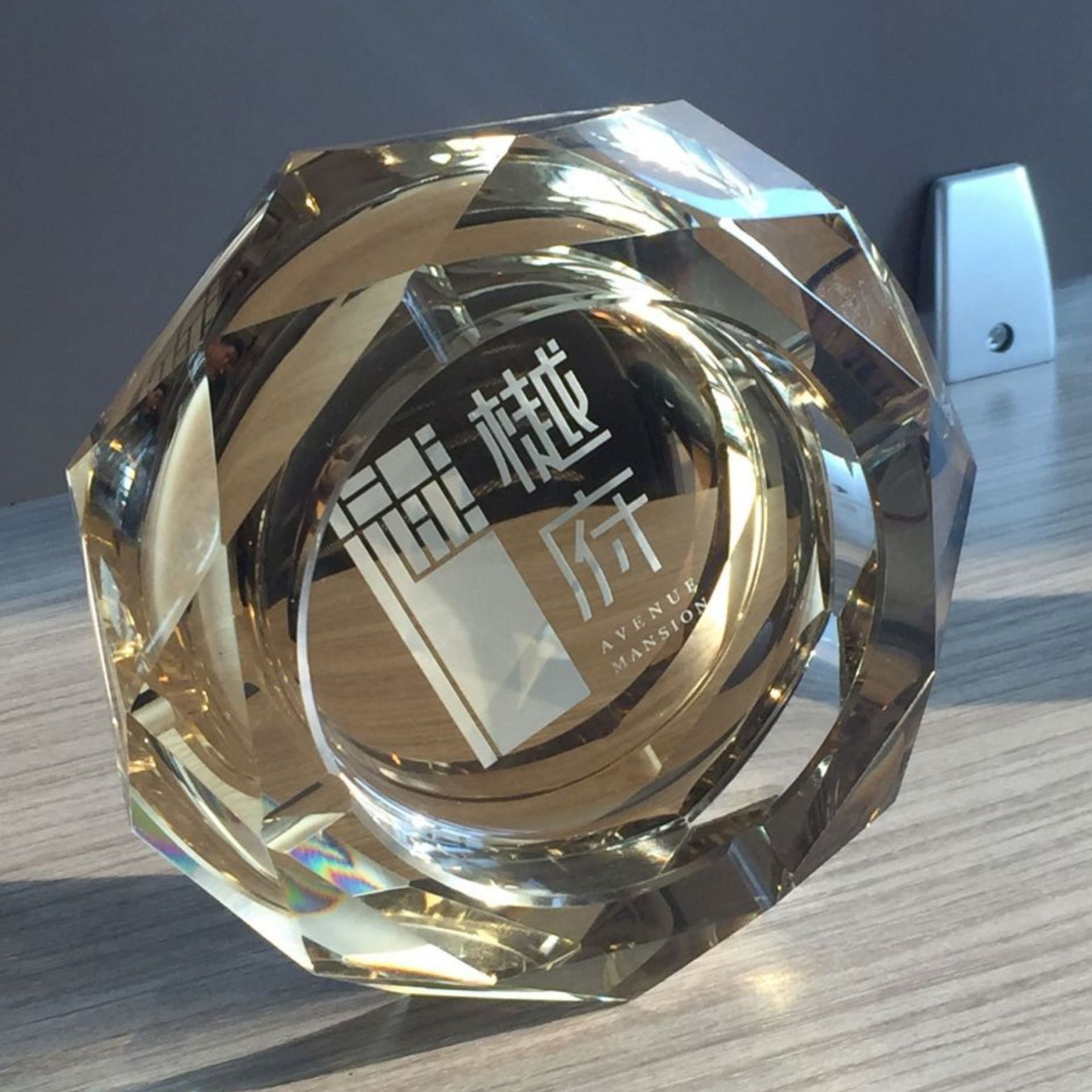 水晶八角烟灰缸 蓝色星空款创意个性定制纯手工烟灰缸