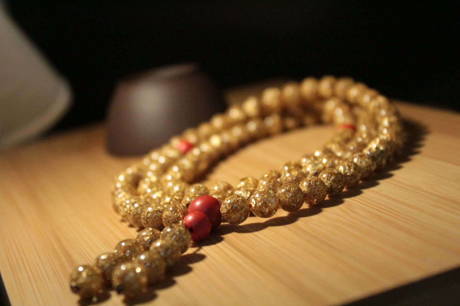 批发台湾工艺天然金箔佛珠108粒 8mm