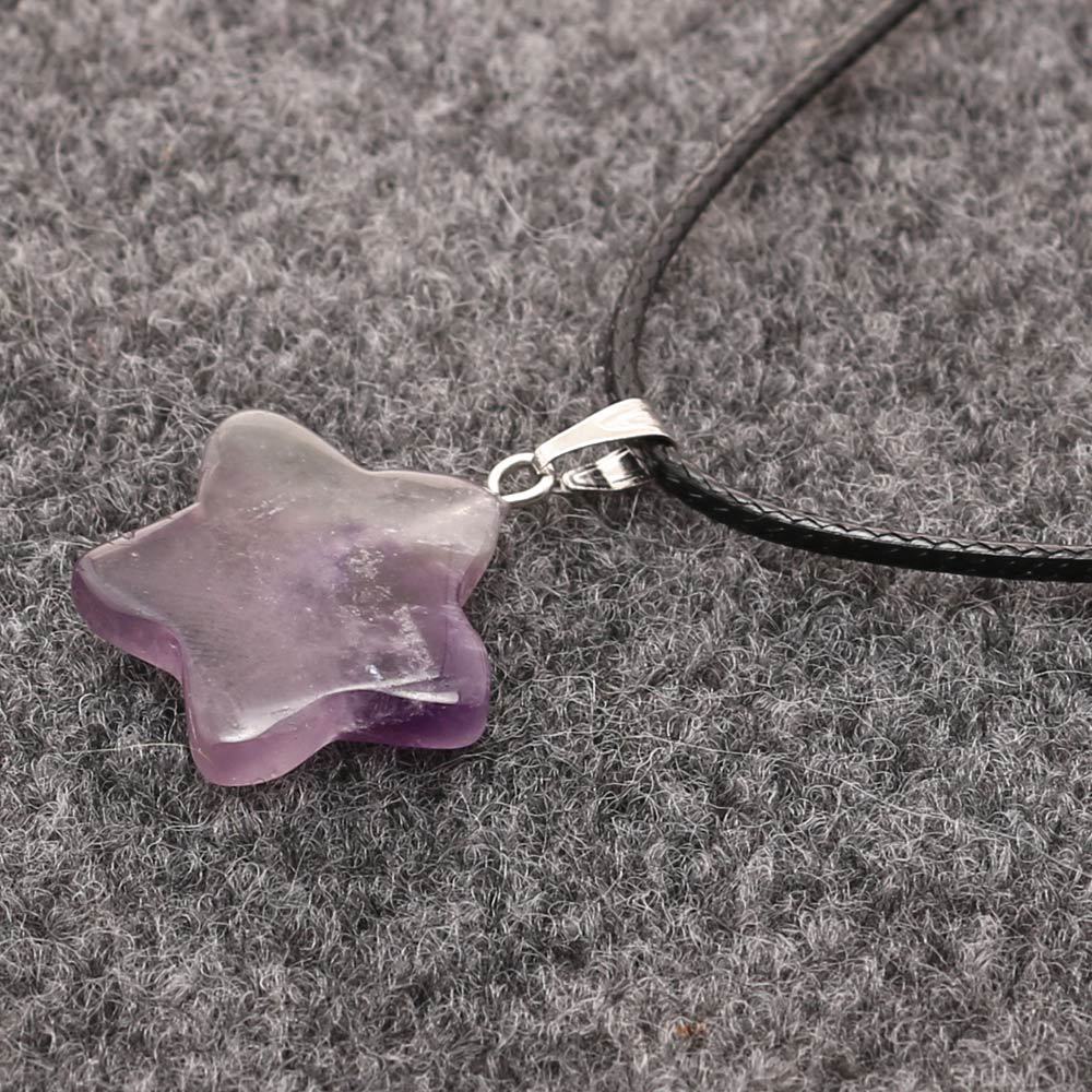 2021新款天然水晶石幸运天然石五角星吊坠项链幸运星星天然石项链