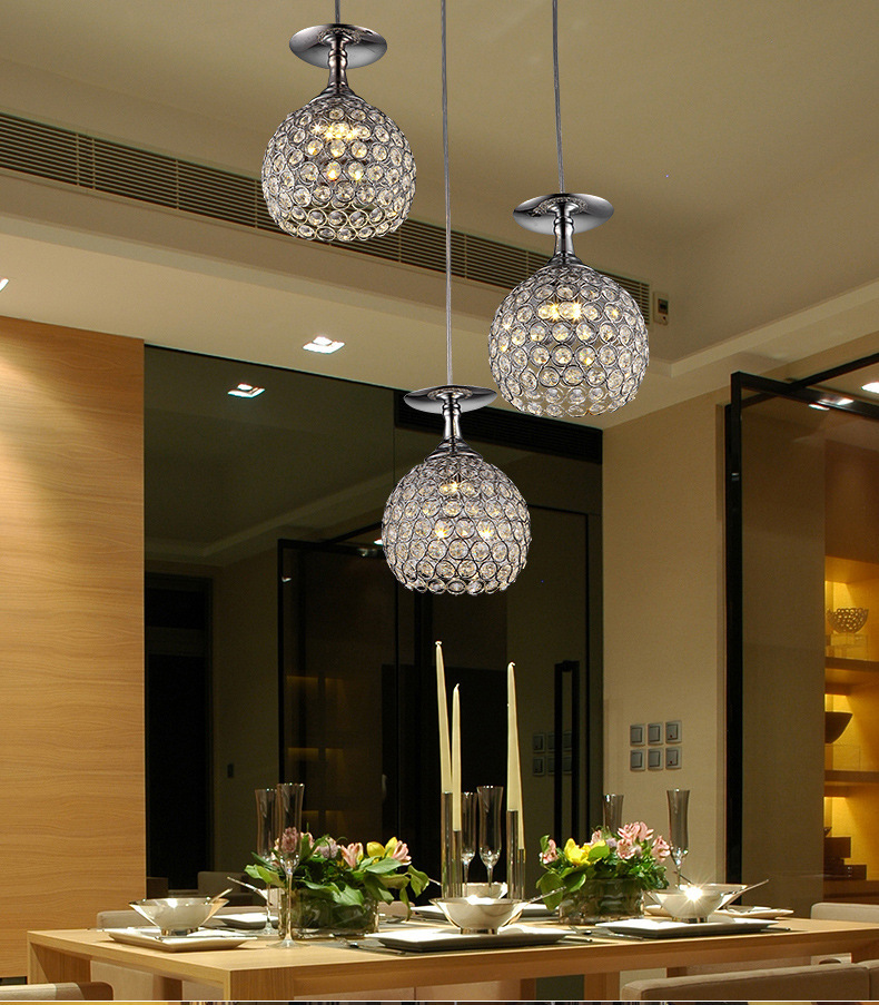 现代餐厅吊灯三头led创意水晶吧台吊灯简约时尚饭厅灯饰厂家直销