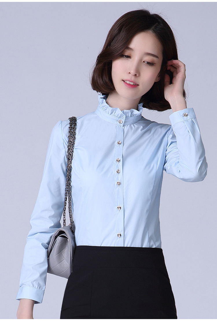 2019秋冬新品加绒保暖打底衬衫女长袖抗皱职业上衣女士加绒衬衫白