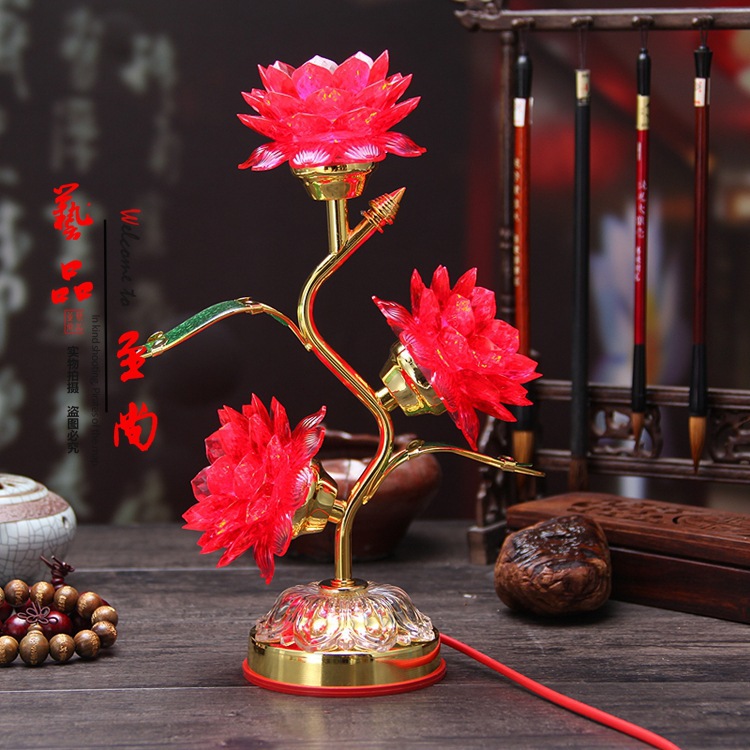 0成交36个批发 五品亚克力七彩led佛灯莲花灯 变色s型佛前灯供灯小号