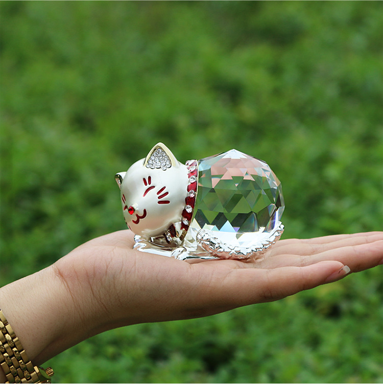 汽车摆件 时尚水晶猫摆件 汽车时尚用品 车载摆件装饰用品