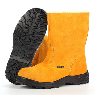 老矿长g210防砸防静电劳保鞋黄色翻毛牛皮pu加橡胶底钢包头防护鞋