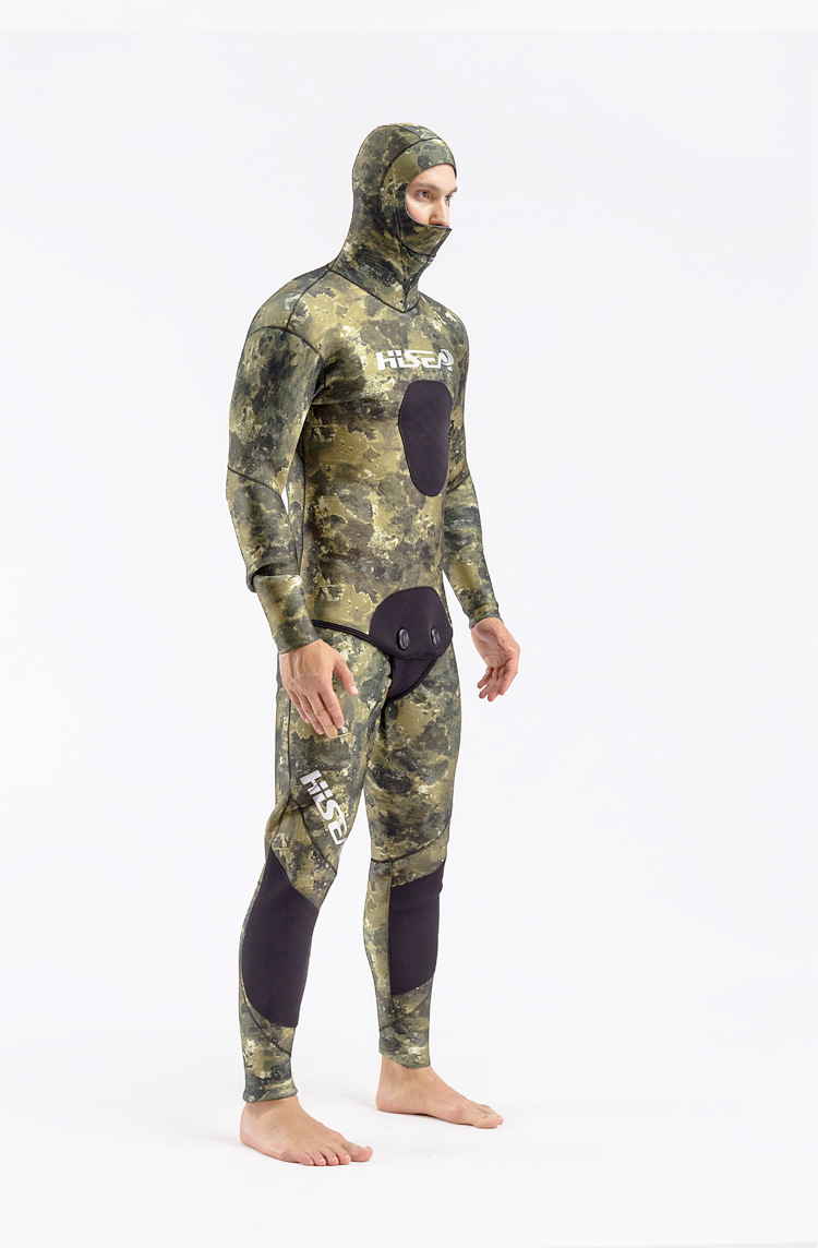 跨境专供7mm日本yamamoto自由潜伪装猎鱼衣保暖迷彩深潜分体打渔