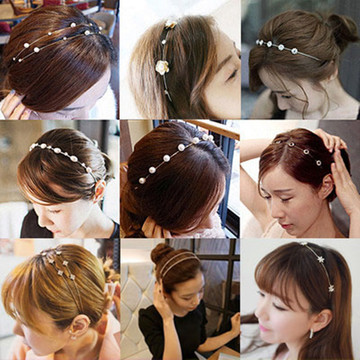 小清新双层合金水钻发箍女简约双排外带发卡夹子装饰刘海夹头饰品