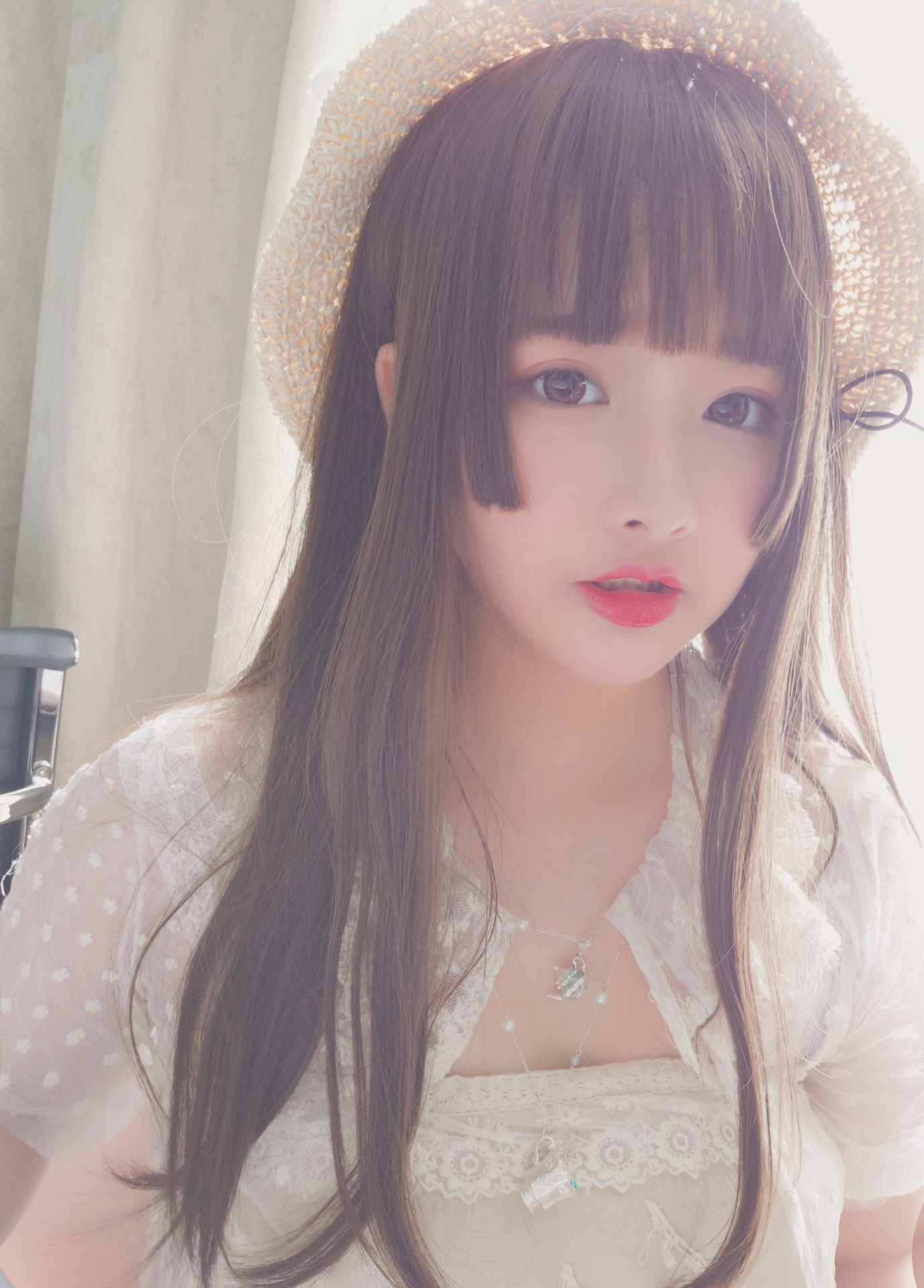 姬发式假发女长直发水母头空气刘海cos日常软妹lolita日系假发套