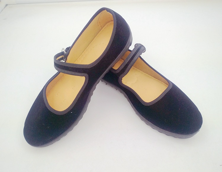 老北京布鞋女士黑平绒鞋酒店工装鞋搭扣黑色一带礼仪鞋舞蹈布鞋