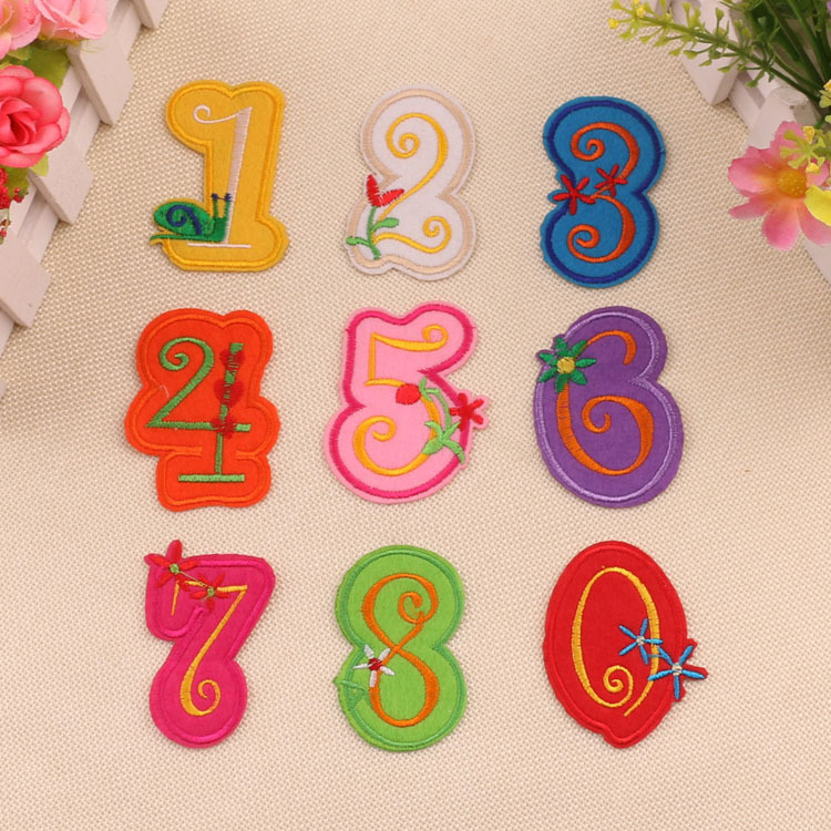 厂家直销数字套装布贴电脑绣花衣服裤子服装贴布绣刺绣布贴补丁贴