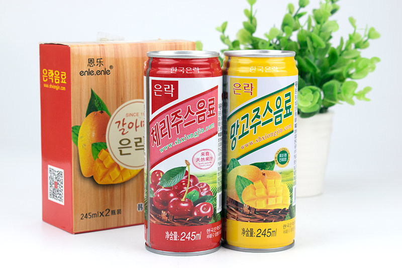 韩国进口恩乐混合包装水果味饮料樱桃汁芒果汁245ml *2果汁批发