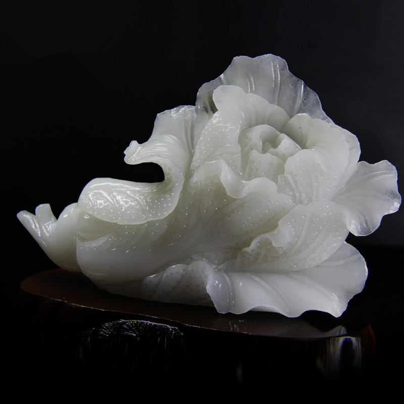 阿富汗玉摆件汉白玉摆件玉石工艺品礼品玉雕客厅玉白菜座件