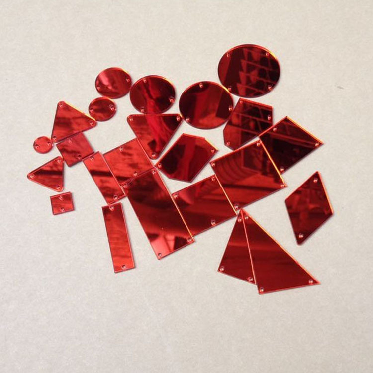 新款红色手缝镜片 有机玻璃 亚克力镜片 diy演出服亮片