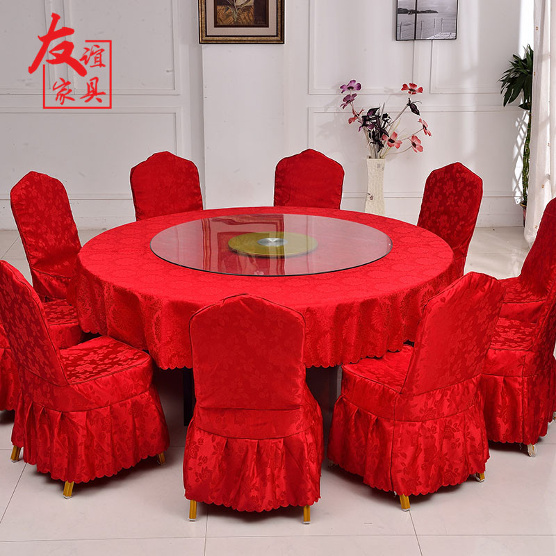 厂家供应酒店餐厅折叠大圆台宴会10人位圆桌钢化玻璃转盘餐桌椅