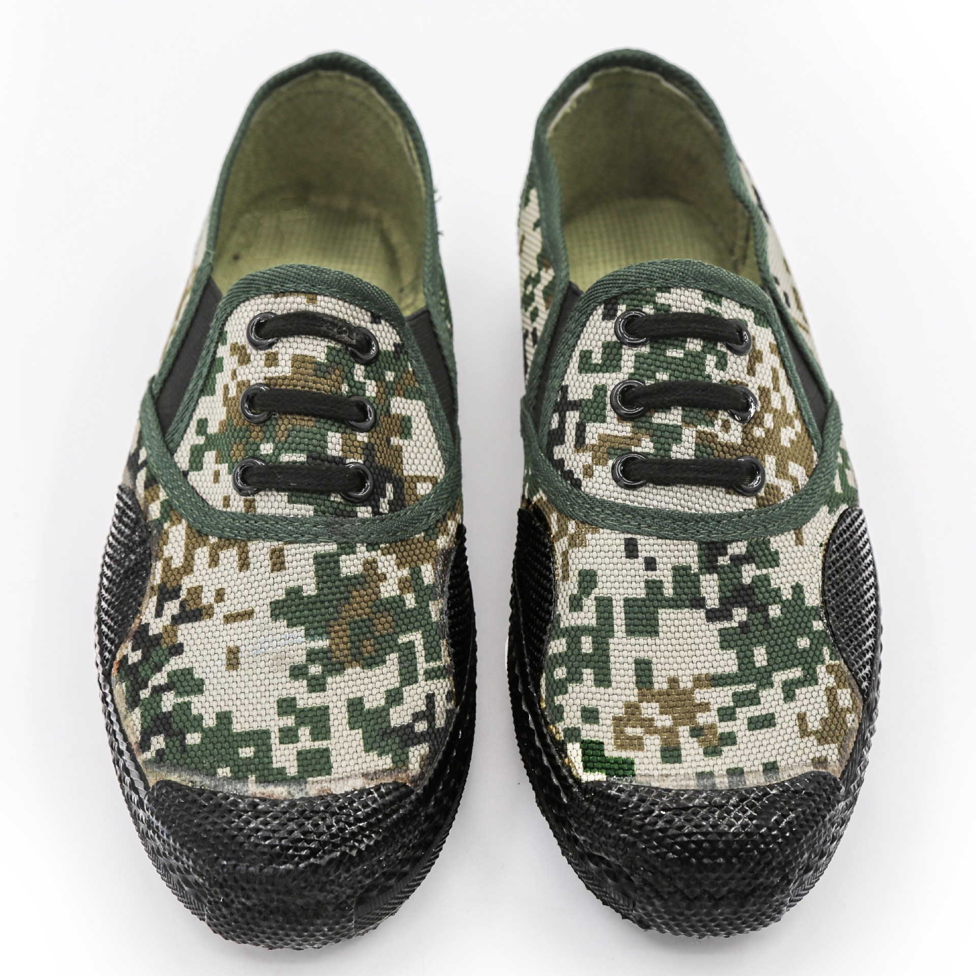 厂家直供迷彩橡胶底布鞋劳保解放鞋87系列一脚蹬工地鞋