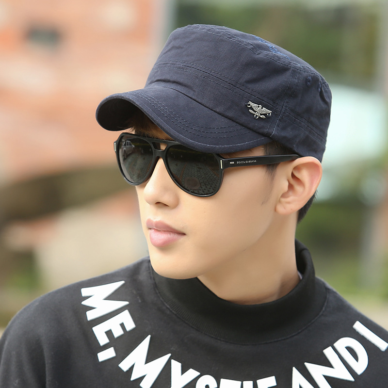 帽子男士春秋鸭舌帽韩版潮平顶帽休闲棒球帽军帽户外遮阳帽太阳帽