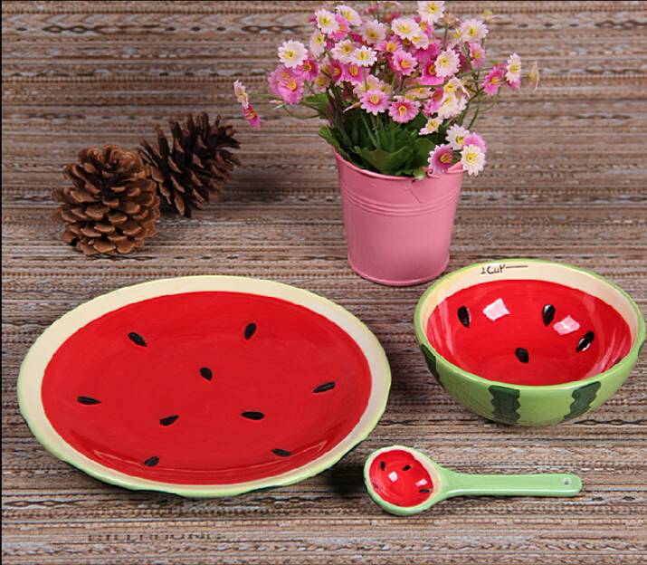 Daily Ceramic Fruit Bowl Tableware 3-Piece Set Children's Tableware Creative Cartoon Cute Bowl Factory Direct Supply