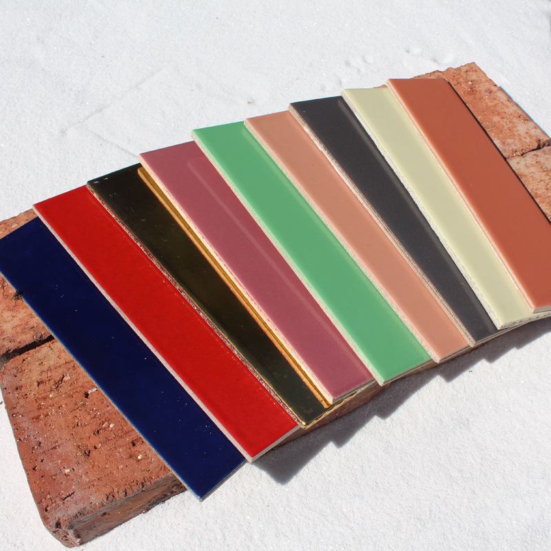 60×240mm彩色釉面外墙砖 浅棕色桃色亮光釉面外墙瓷砖效果图片