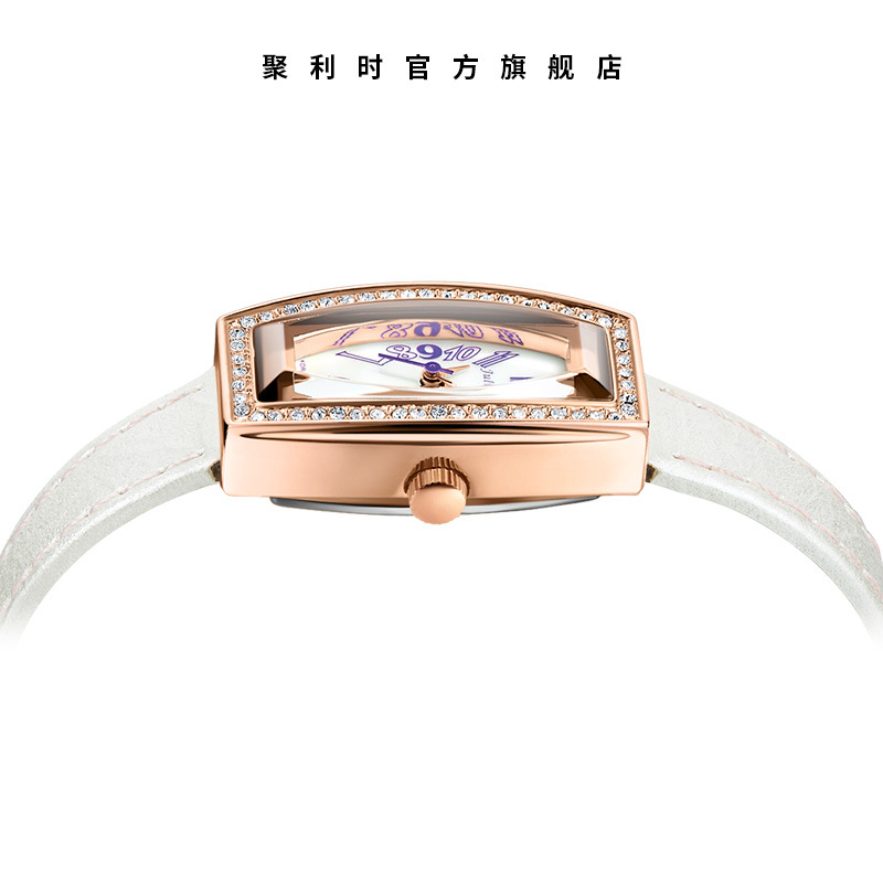 聚利时julius 时尚水晶镶钻韩版皮带手表女士表ja-676