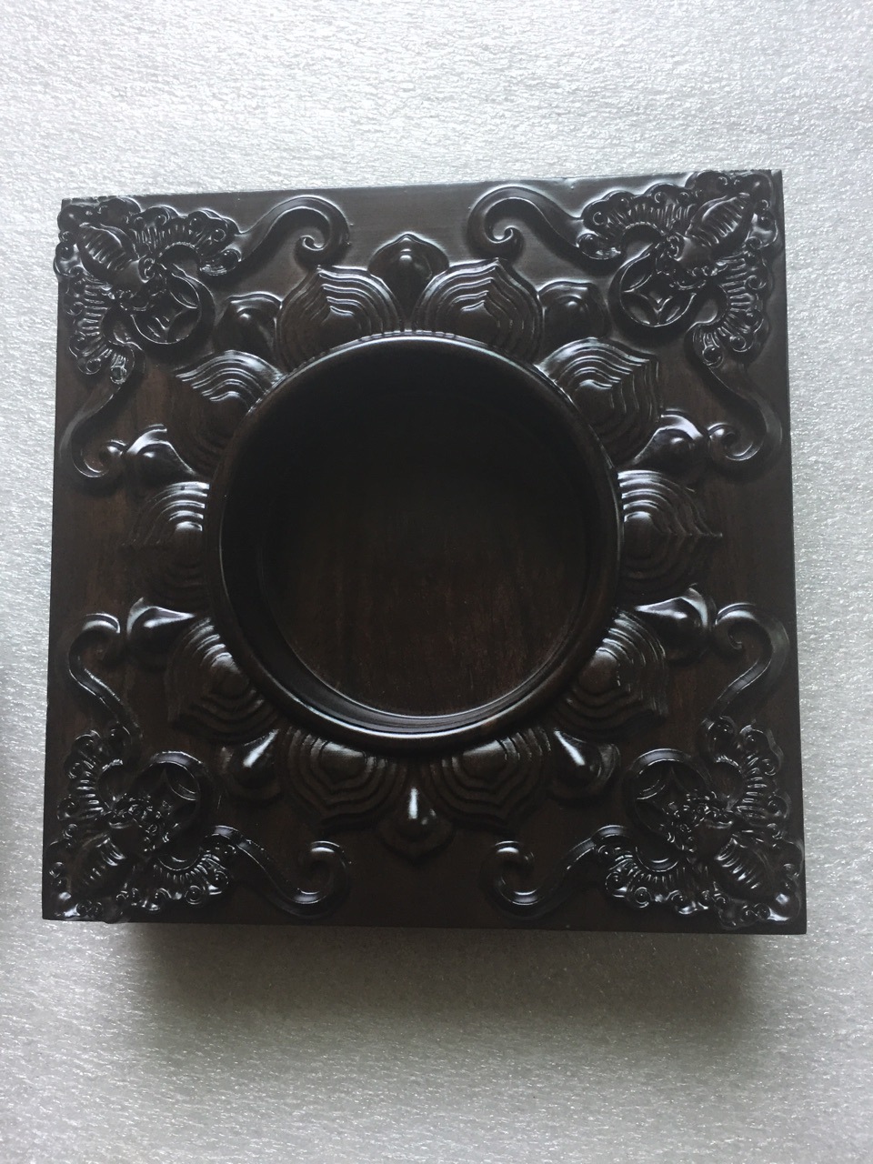 竹缘茶具中式黑檀木烟灰缸酒店实木雕刻烟灰缸木质带盖烟灰缸礼品