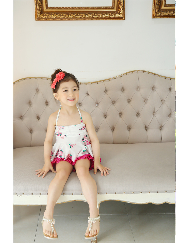 儿童泳衣_水之恋高档锦纶儿童女童宝宝吊带分体游泳衣比基尼裙式泳装