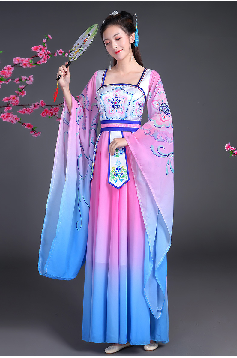汉服女中国风原创超仙广寒宫古装改良版含娇齐腰广袖连衣裙夏仙气