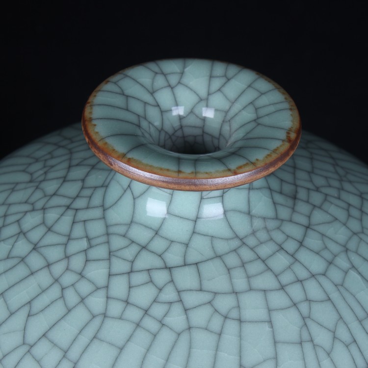 景德镇瓷器仿古陶瓷花瓶裂纹釉中式摆件 复古家饰陶瓷工艺品摆件