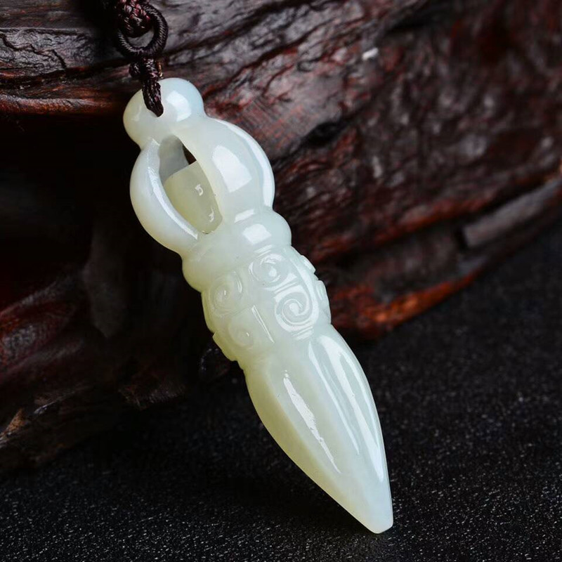 天然和田玉吊坠 转运化煞和田玉金刚杵风水项坠 热卖产地货源