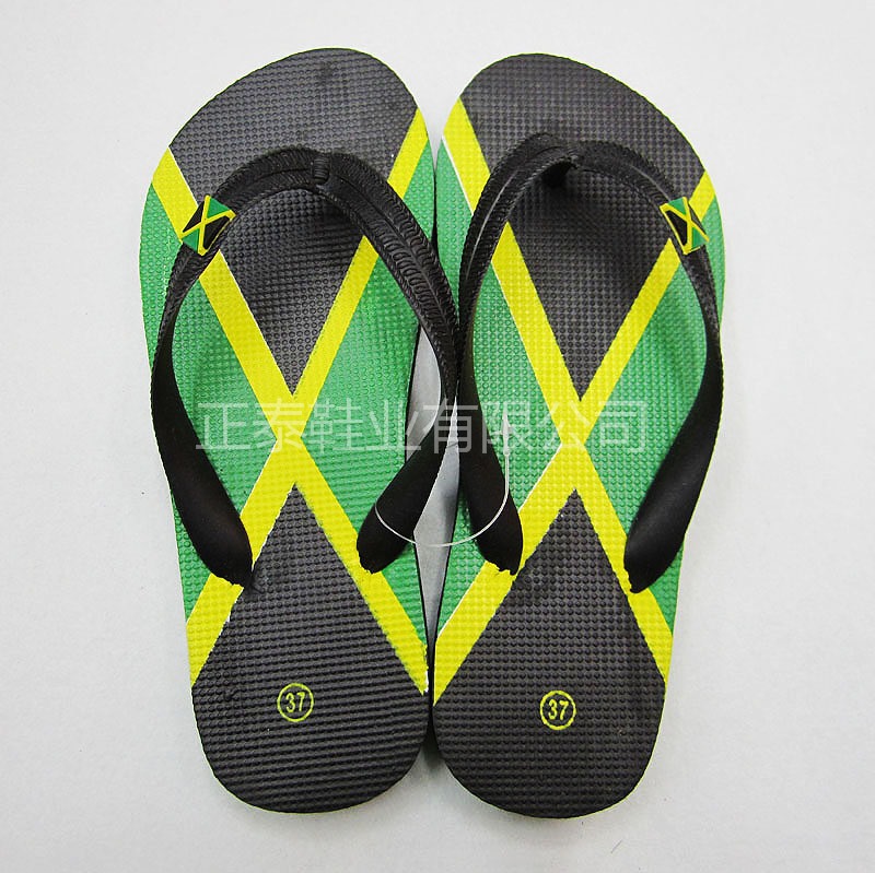 factory customized export foreign trade jamaica flag flat heel flip-flops summer wholesale can be customized sample
