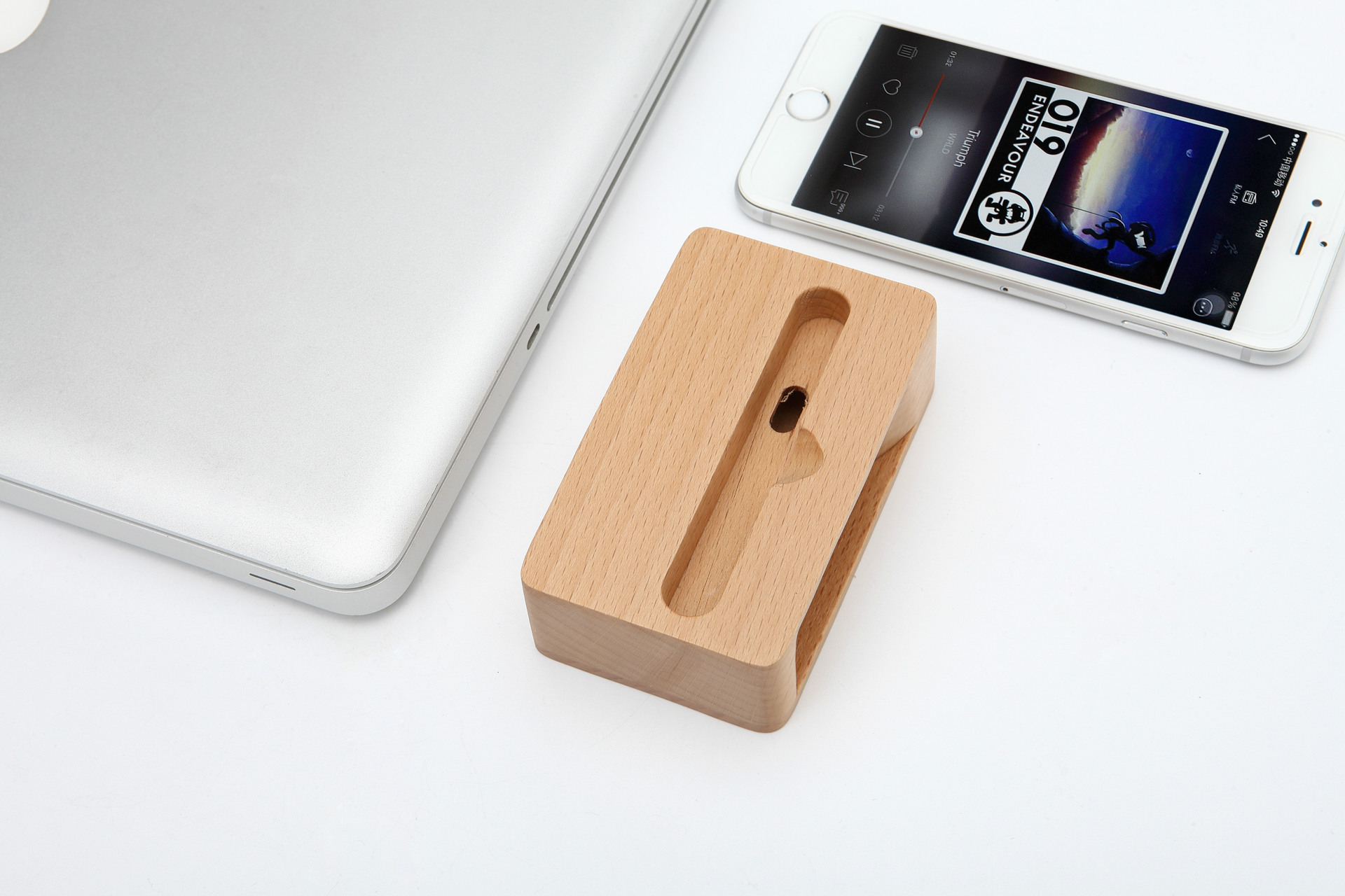 懒人木质手机支架床头办公室手机座创意多功能扩音底座