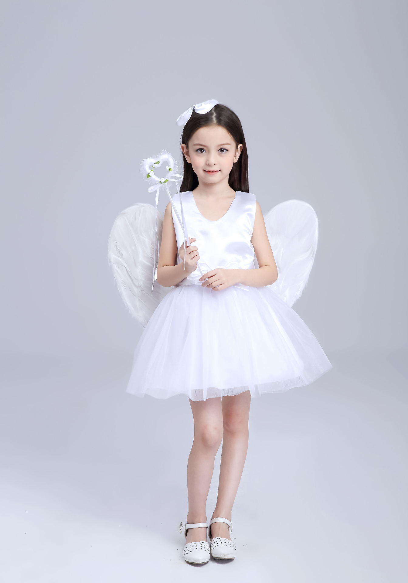 新款六一儿童节演出服小天使表演服花童服装天使带翅膀蓬蓬裙纱裙