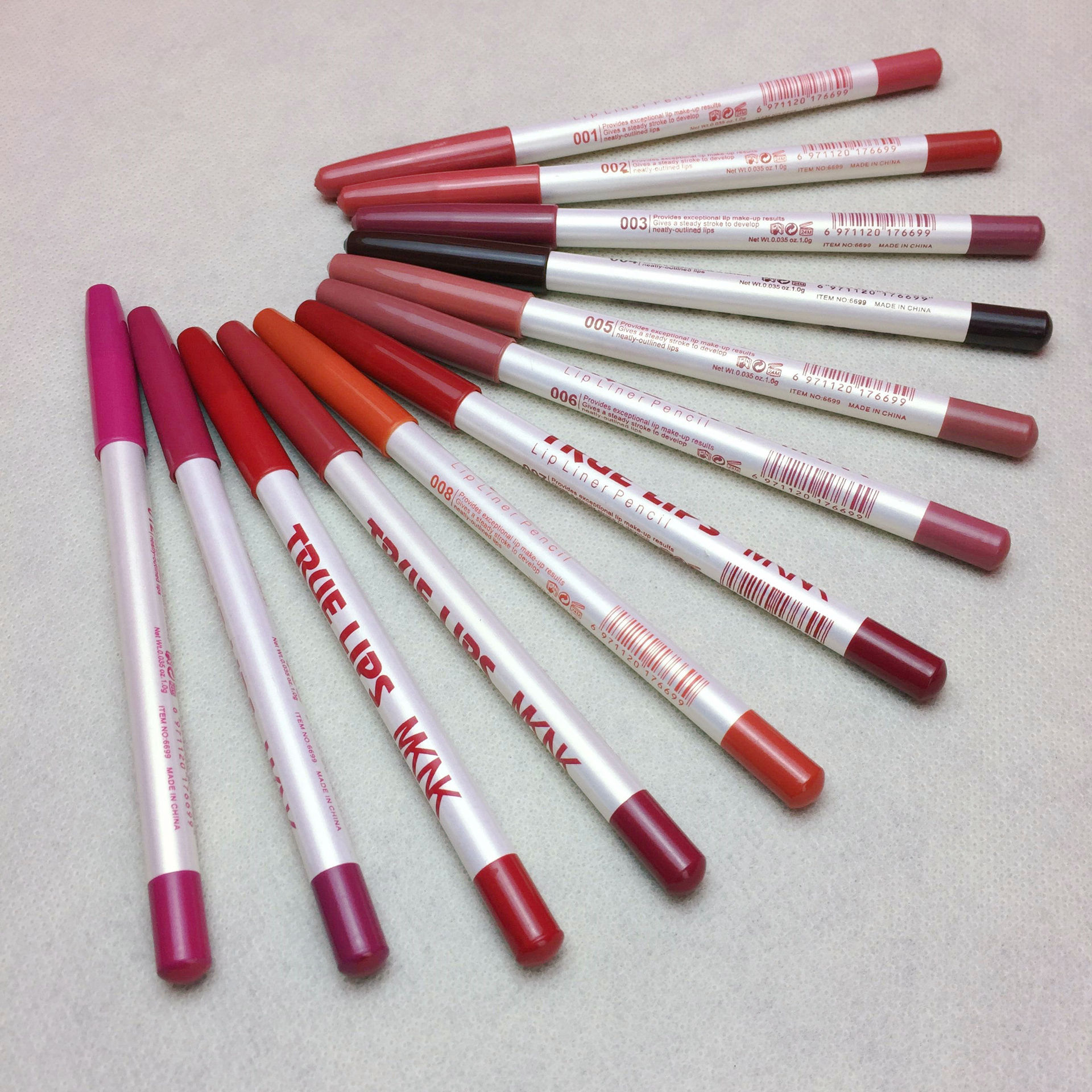 跨境专供12色完美哑光持久防水唇线笔口红笔化妆笔