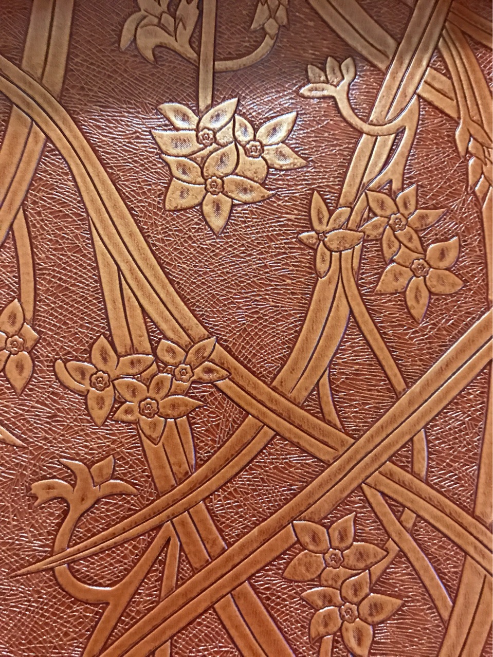 中国风花朵图案复古压花皮革 压花皮革面料 花纹皮革